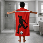 Kids 350 GSM Cotton Bath Towel | Freestyle Football Red Print