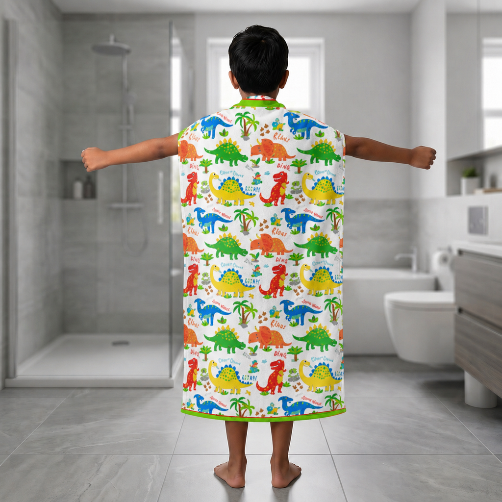 Kids 350 GSM Cotton Bath Towel | Dinky Dino Print