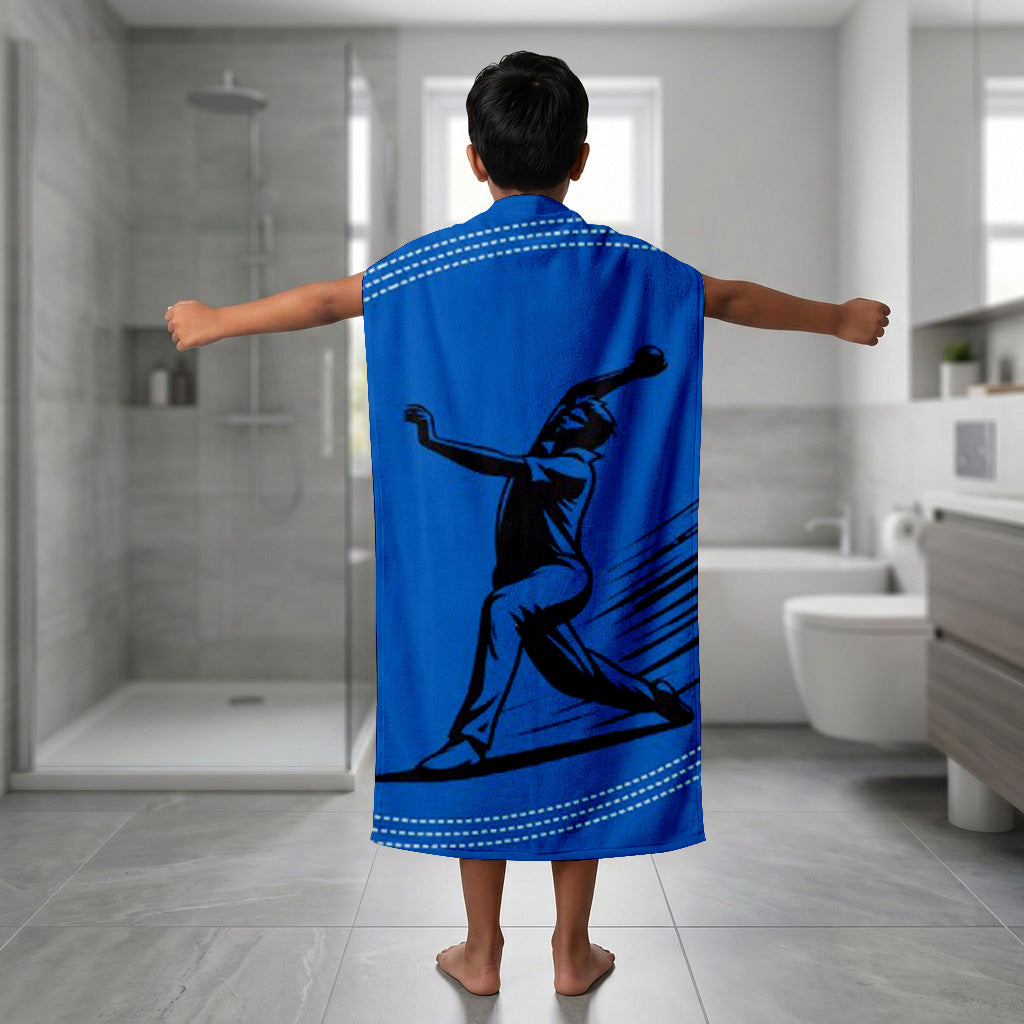 Kids 350 GSM Cotton Bath Towel | Cricket Bowler Print