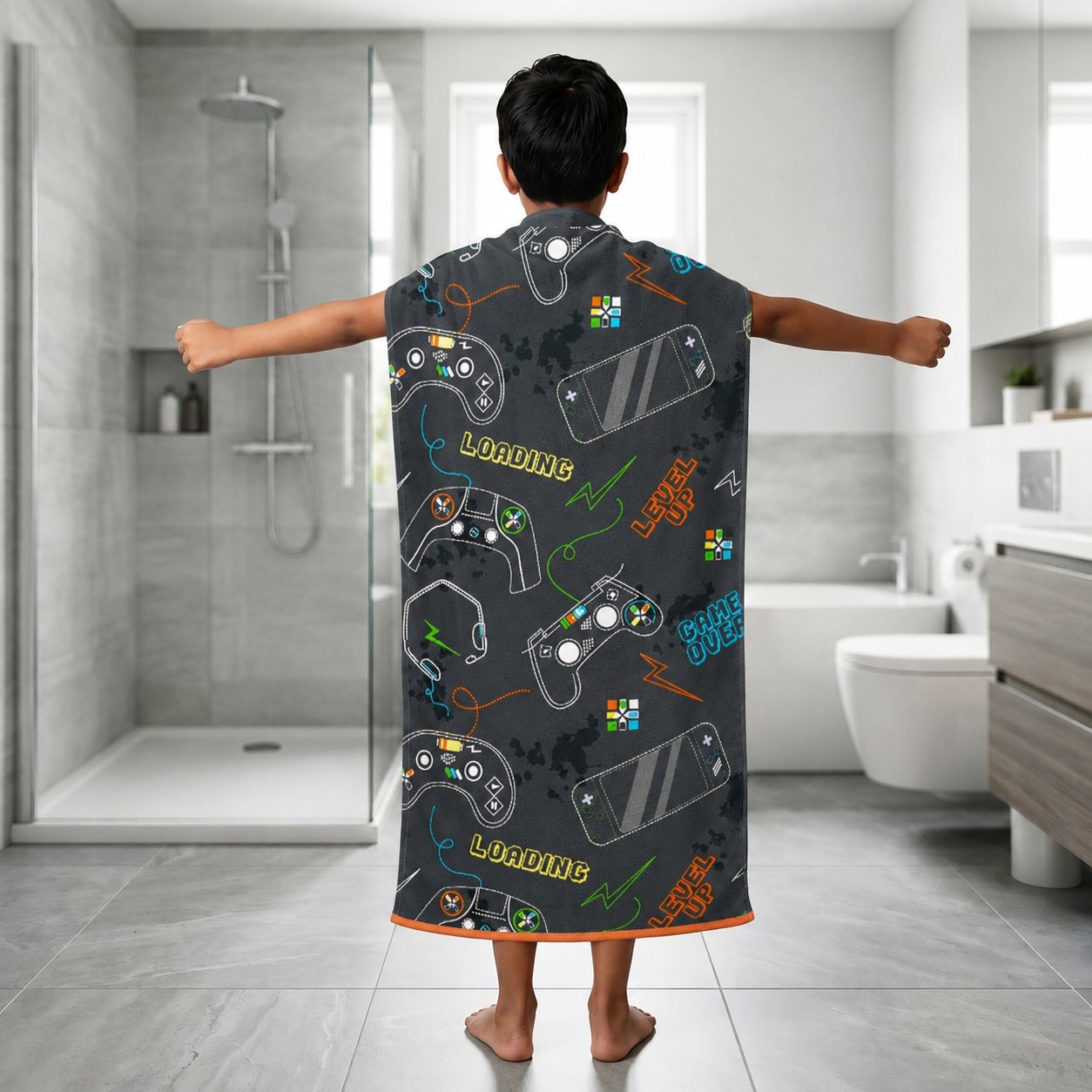 Kids 350 GSM Cotton Bath Towel | Gaming Print