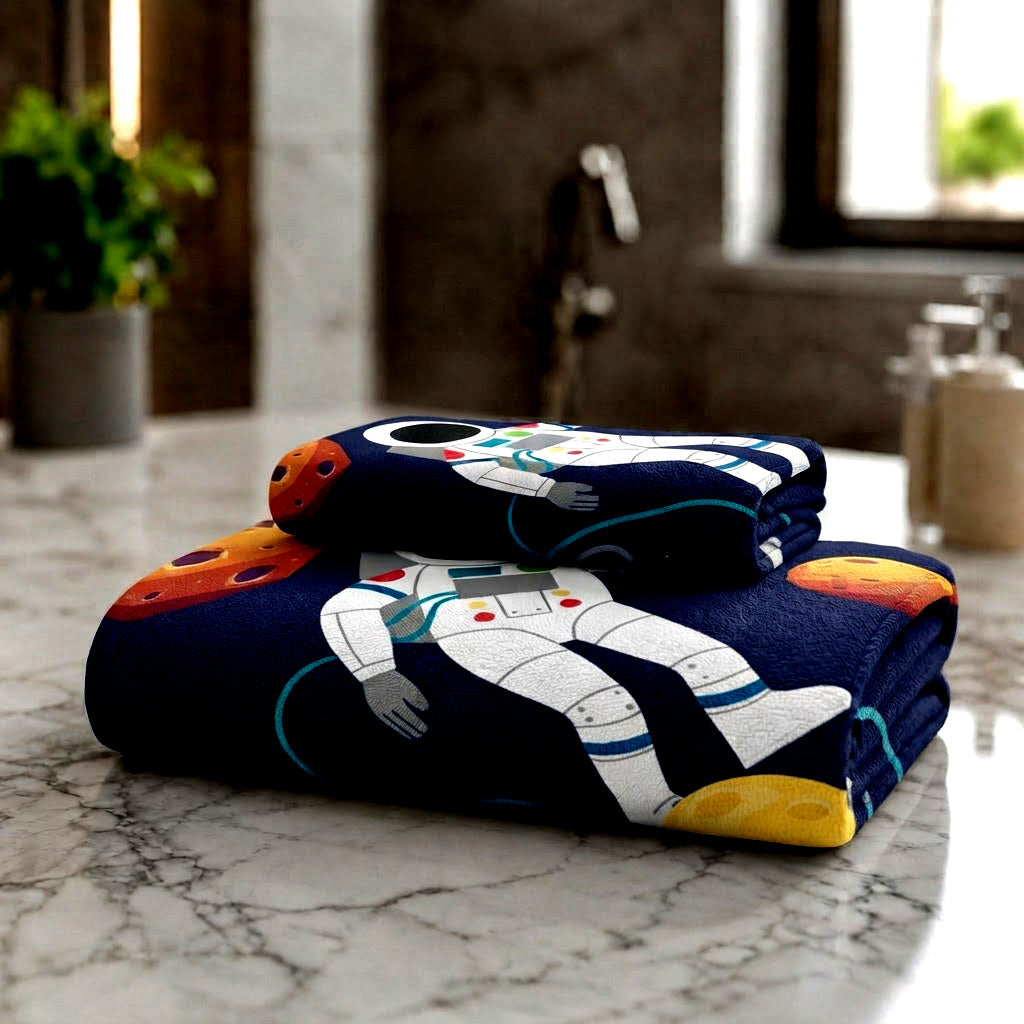 Kids 350 GSM Cotton Bath Towel | Space Explore Print