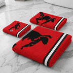 Kids 350 GSM Cotton Bath, Hand & Face Towel Set | Freestyle Football Red Print