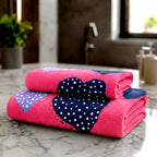 Kids 350 GSM Cotton Bath Towel | Hearts Print