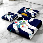 Kids 350 GSM Cotton Bath, Hand & Face Towel Set | Space Explore Print