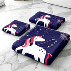 Kids 350 GSM Cotton Bath, Hand & Face Towel Set | Space Unicorn Print