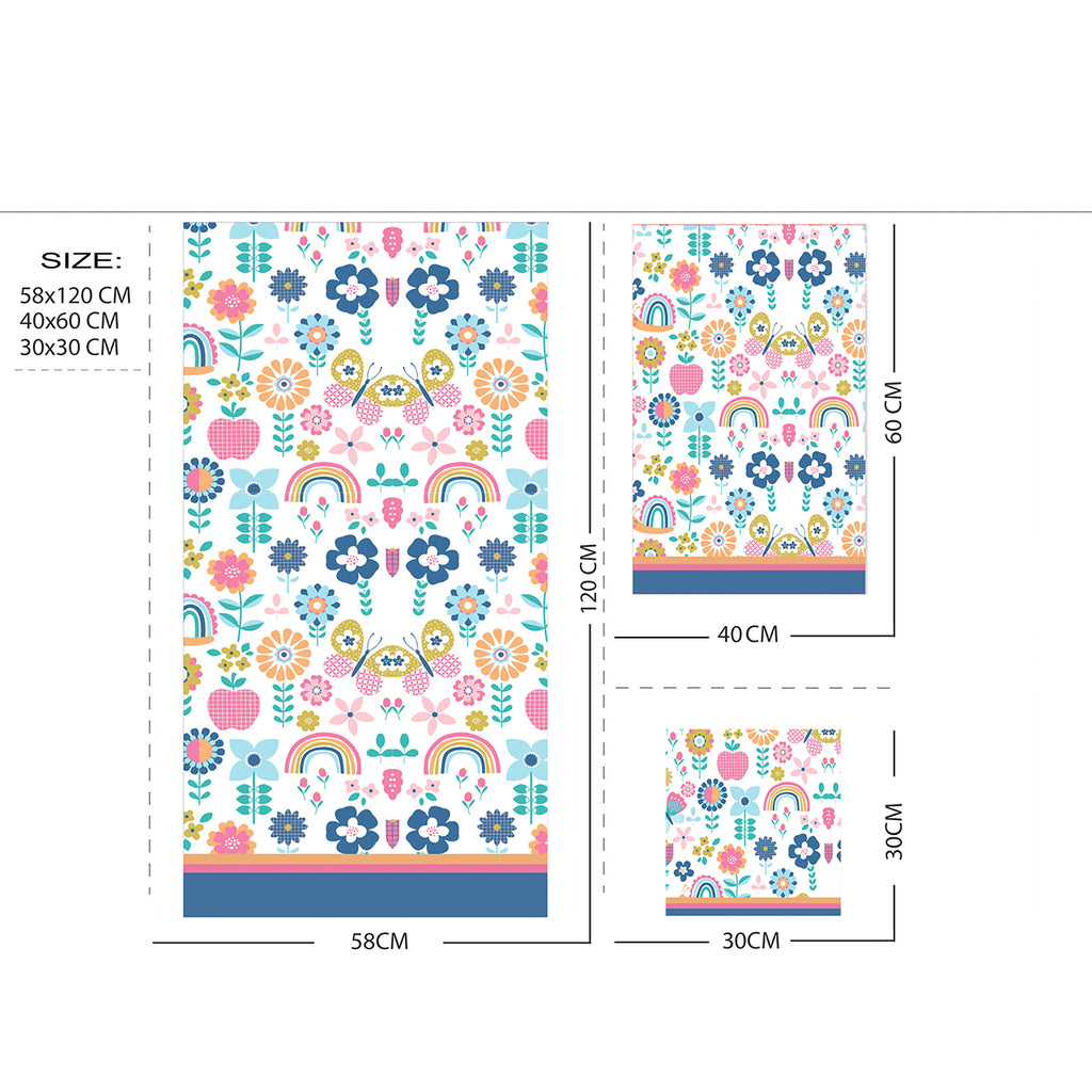 Kids 350 GSM Cotton Bath Towel | Flower Garden Print