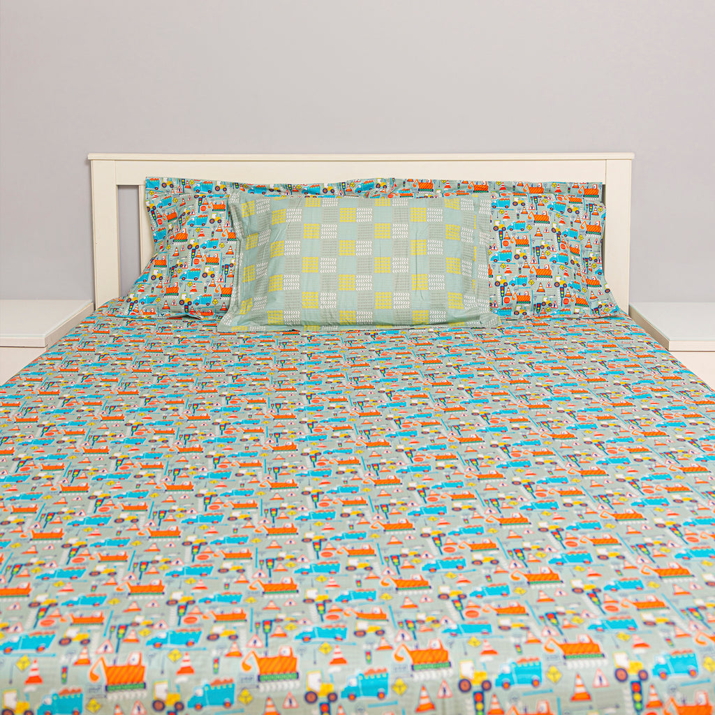 Big Diggers Flat Sheet Set