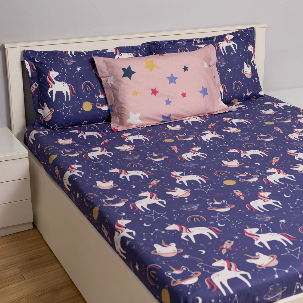 Space Unicorn Flat Sheet Set