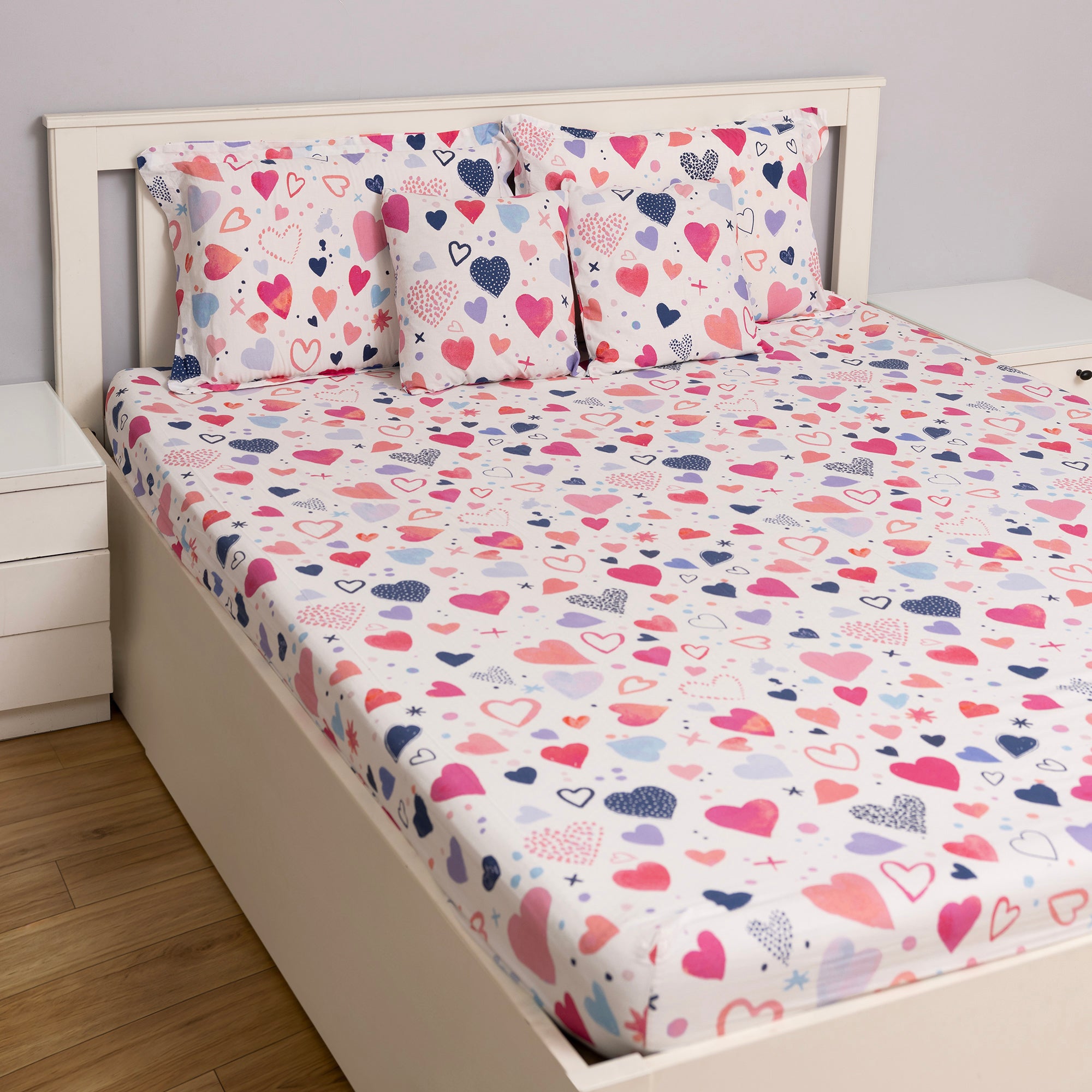 Hearts Fitted Sheet Set