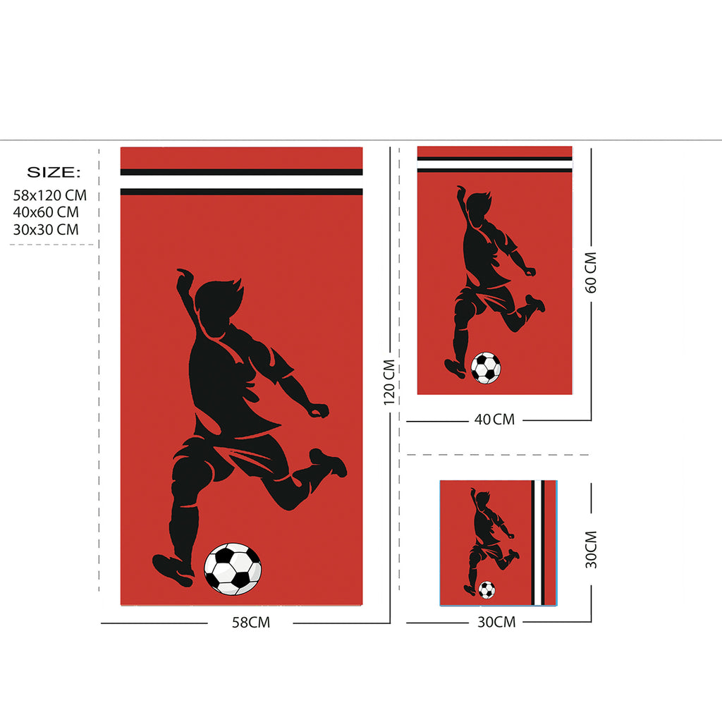 Kids 350 GSM Cotton Bath Towel | Freestyle Football Red Print