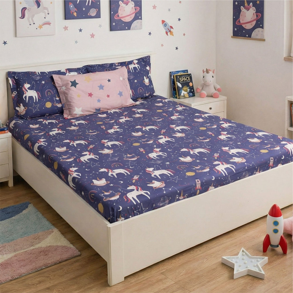 Space Unicorn Flat Sheet Set
