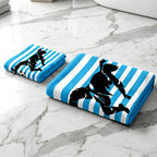 Kids 350 GSM Cotton Face Towel | Freestyle Football Blue Stripe Print