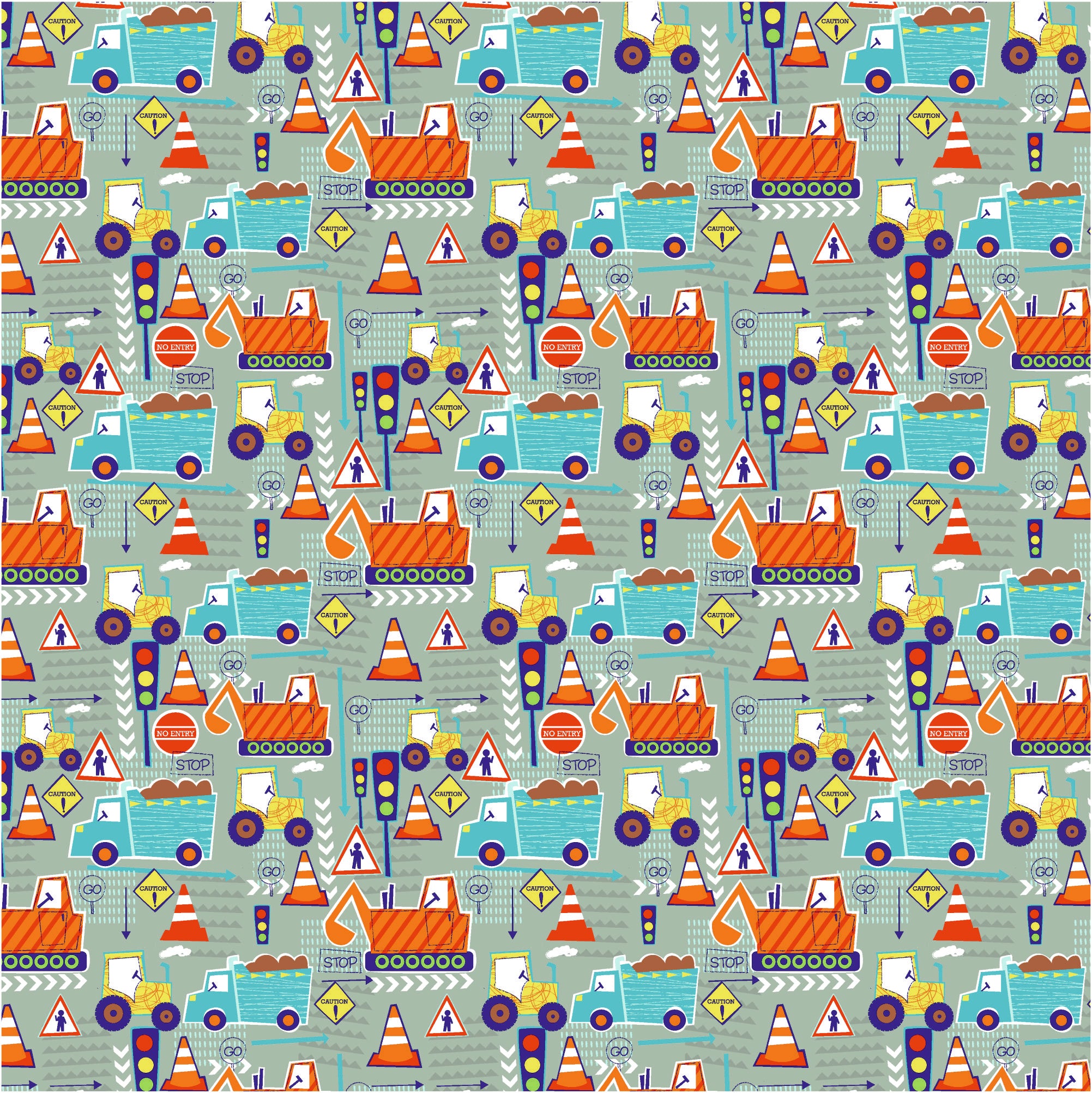 Big Diggers Flat Sheet Set